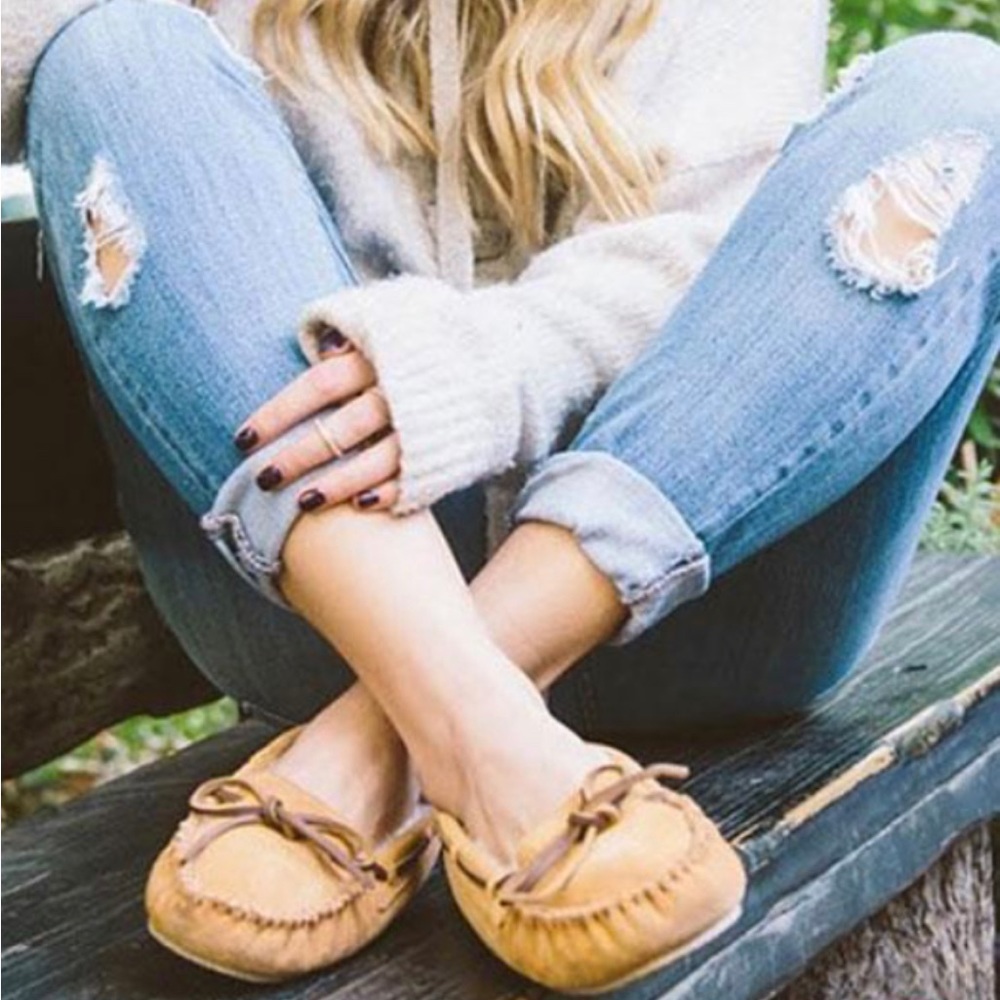 Minne Tonka Slippers Moccasins Suede Leather Upper Size 7 4032